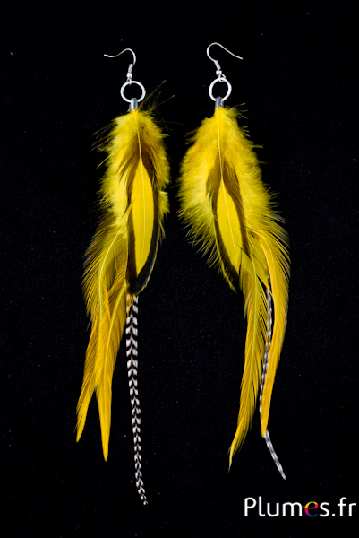 Boucles d'oreilles Wyandotte - longueur 13-16 cm  - jaune-naturel